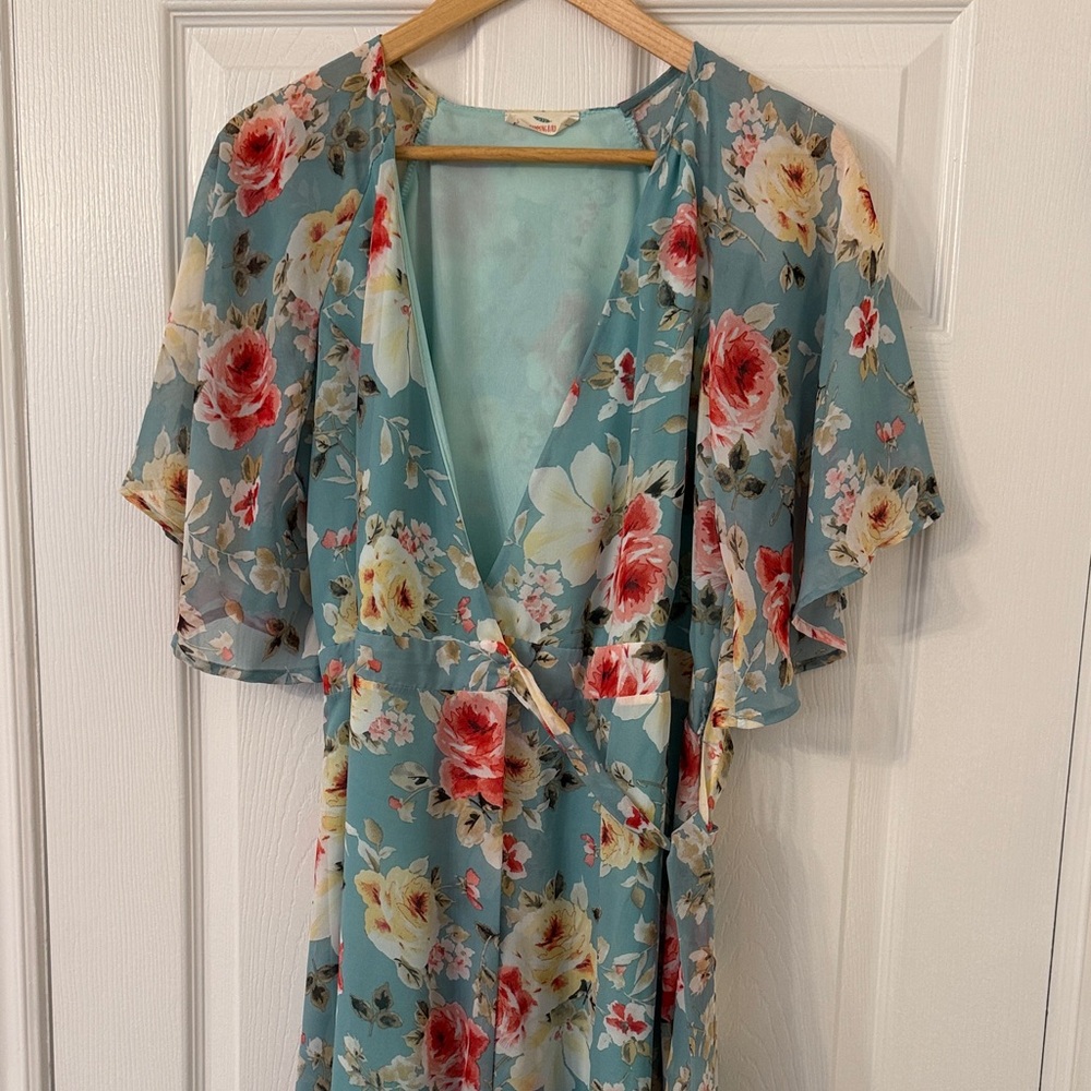 Hummingbird Blue Floral Maxi Dress - Picture 2 of 3